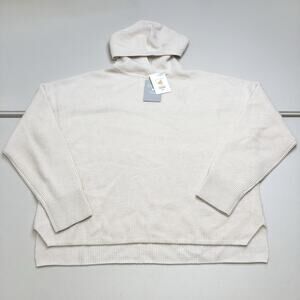 Zella Women’s Wool Cashmere Blend Pullover Hooded Sweater Ivory S MSRP 149$